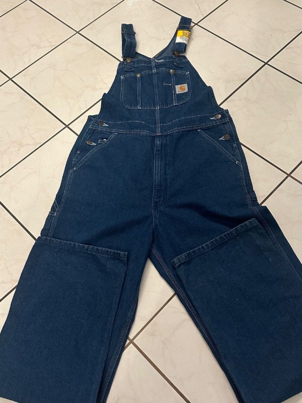 Carhartt RO7 Men's Blue Denim Bib Overalls 36X34 Work Wear